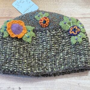 Handcrafted Floral Knit Beanie  Alpaca Hat